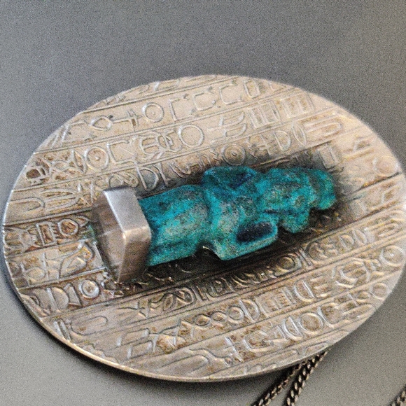 Egyptian Revival Pin/Brooch Necklace Sterling Silver Vintage - Picture 11 of 15